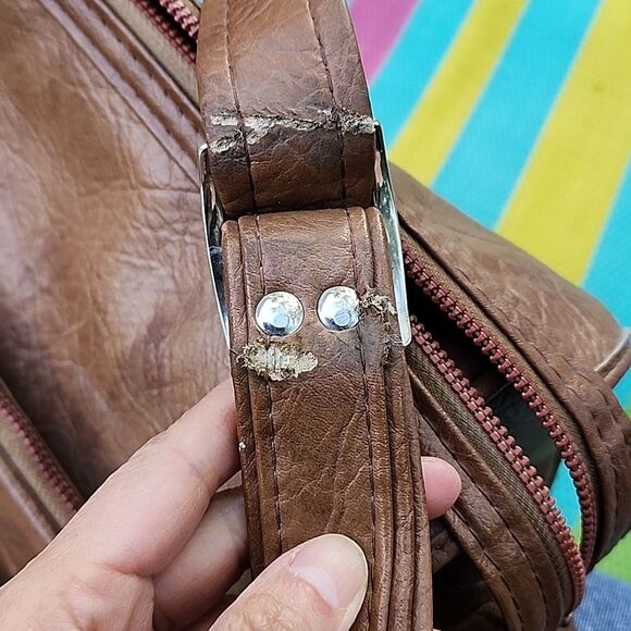 Samsonite Brown Carry On Luggage Travel Distressed Leather Sturdy Zip Adjustable - Picture 8 of 13